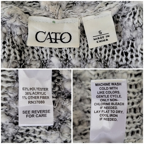 Cato Women's Size S Nubby Mixed Texture Gray Metallic Open Cardigan Sweater - Picture 5 of 9